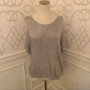 Vince Metallic Short Sleeve Metallic Top